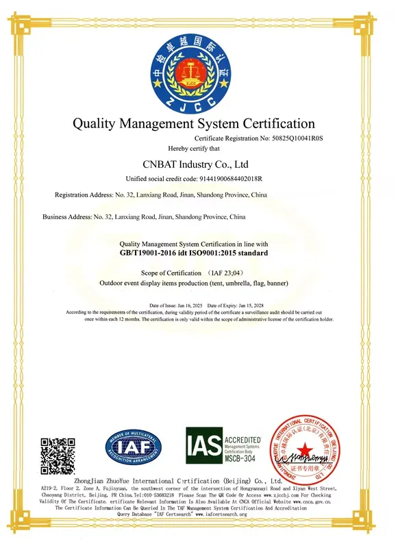 Certificado ISO 9001 de BatFlags